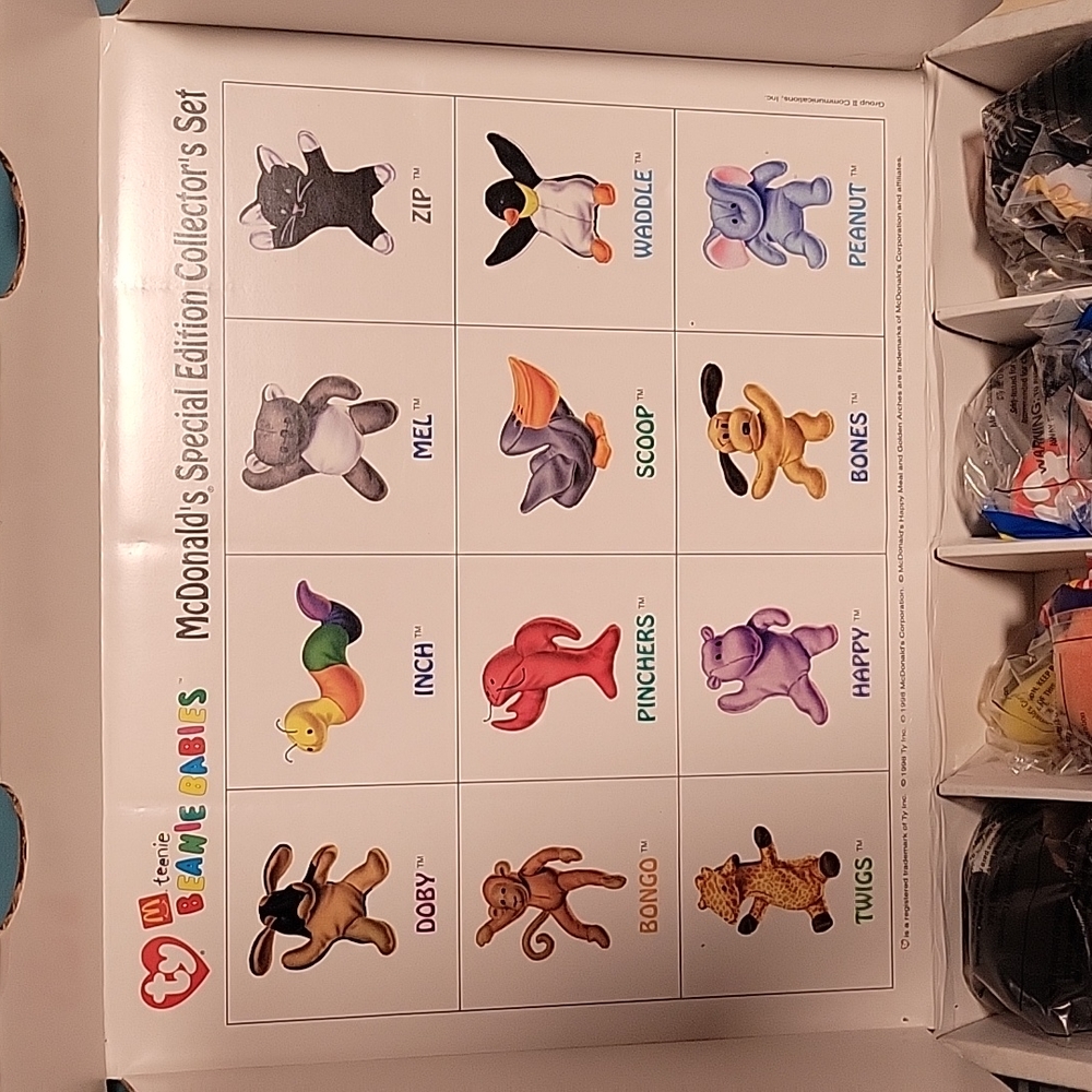 Complete collection McDonalds TY  teenie beanie babies from 1998 NIB